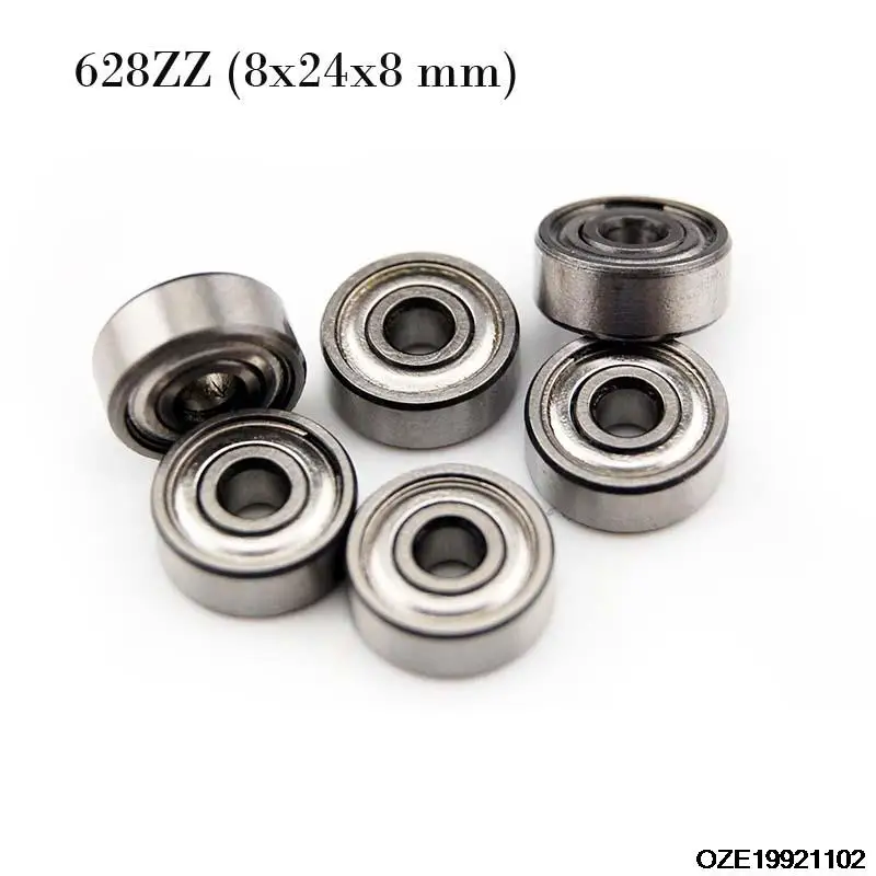 Deep Groove Ball Bearing 628ZZ Double Shield 8mm x 24mm x 8mm Chrome Steel 10Pcs