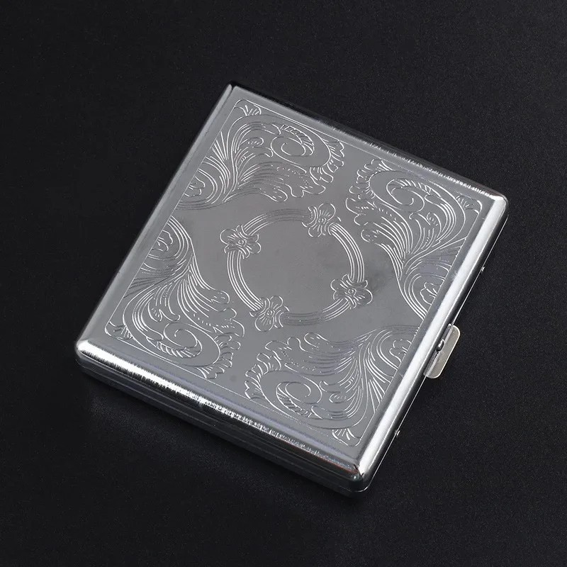 20 Pack metal cigarette box Stainless Steel Embossed Portable Pressure Resistant Cigarette case fashionable Creative storage box