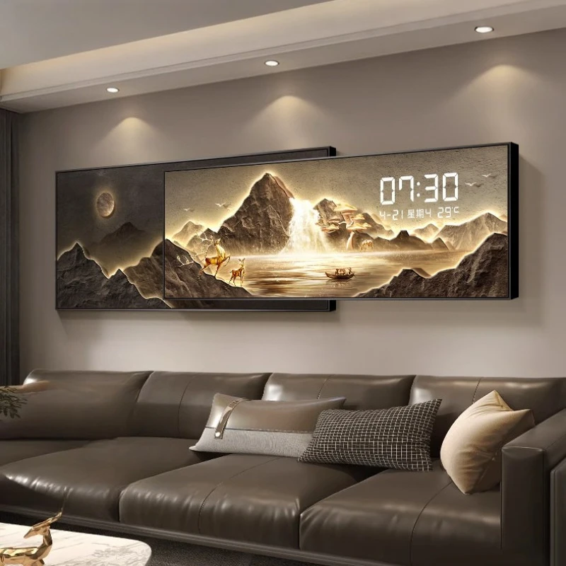 Large Hall Decorative Paintings Luxury Modern Electronic LED Wall Clock Digital Designer Tableau Décoration Mural Home Furniture