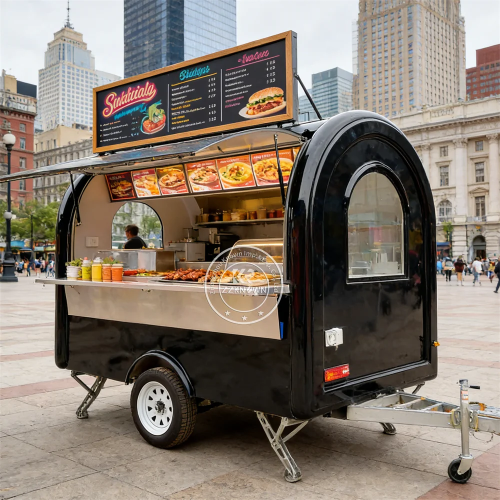Small Fast Food Truck Carts Pizza Ice Cream Bbq Mobile Restaurant Coffee Porch Towable Food Trailer With Full Kitchen