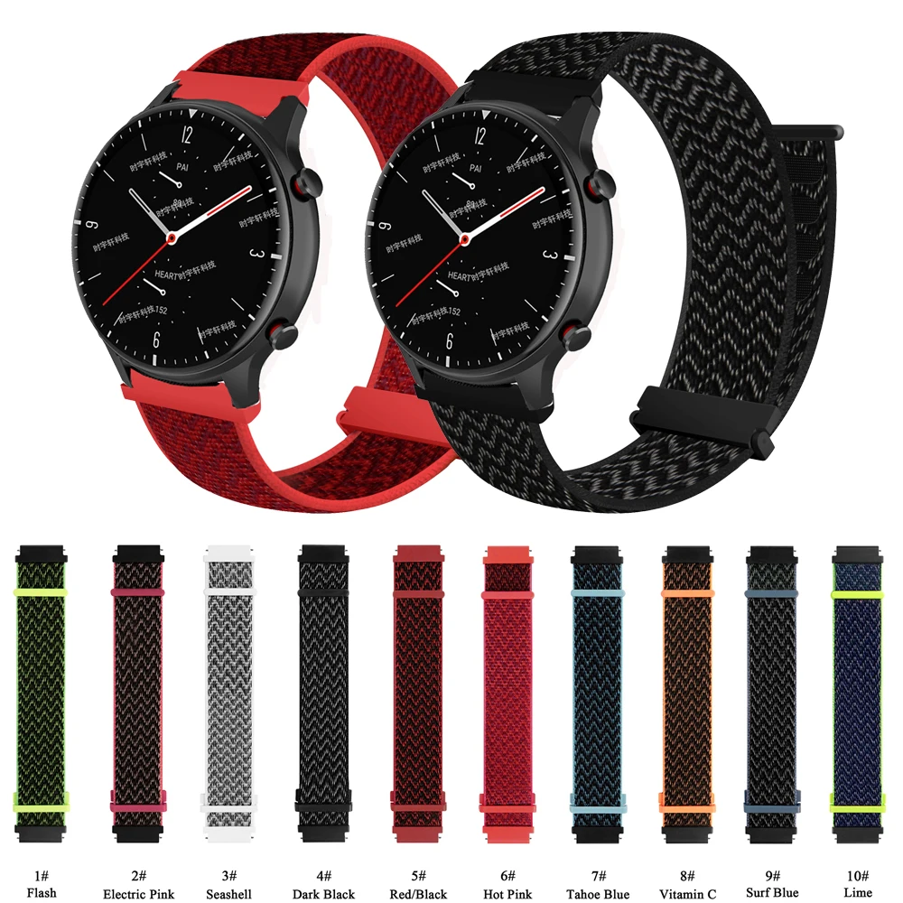 

22mm Nylon Replace Watch Band For Amazfit GTR 47mm/GTR 2 2E Bracelet Sport Strap For Amazfit Pace/Stratos 2 2S 3 Smart Watch