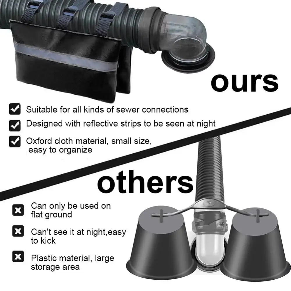 Reflective Strip RV Sewer Weight Bag Heavy Duty Waterproof Hose Support Device Hose Support 600D Oxford Cloth Drain Weight Bag