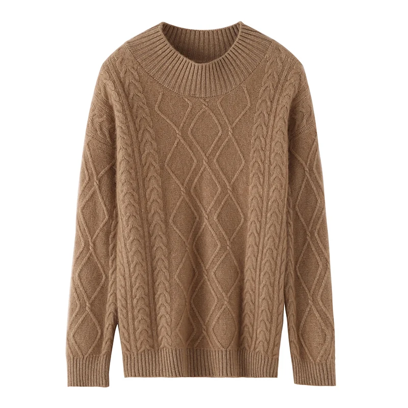 

Мягкий 100% норковый кашемировый эластичный свитер, пуловер, женский трикотаж с воротником-стойкой и длинными рукавами, базовая элегантная теплая одежда, топы