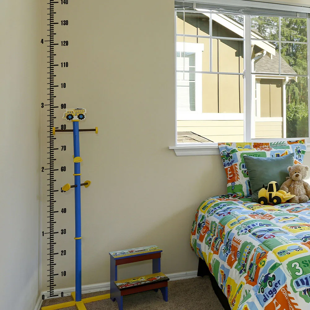 Pvc Self Height Ruler Stickers Great Addition to Kids' Room Decor; Includes Two Pieces Designed for Easy Removal