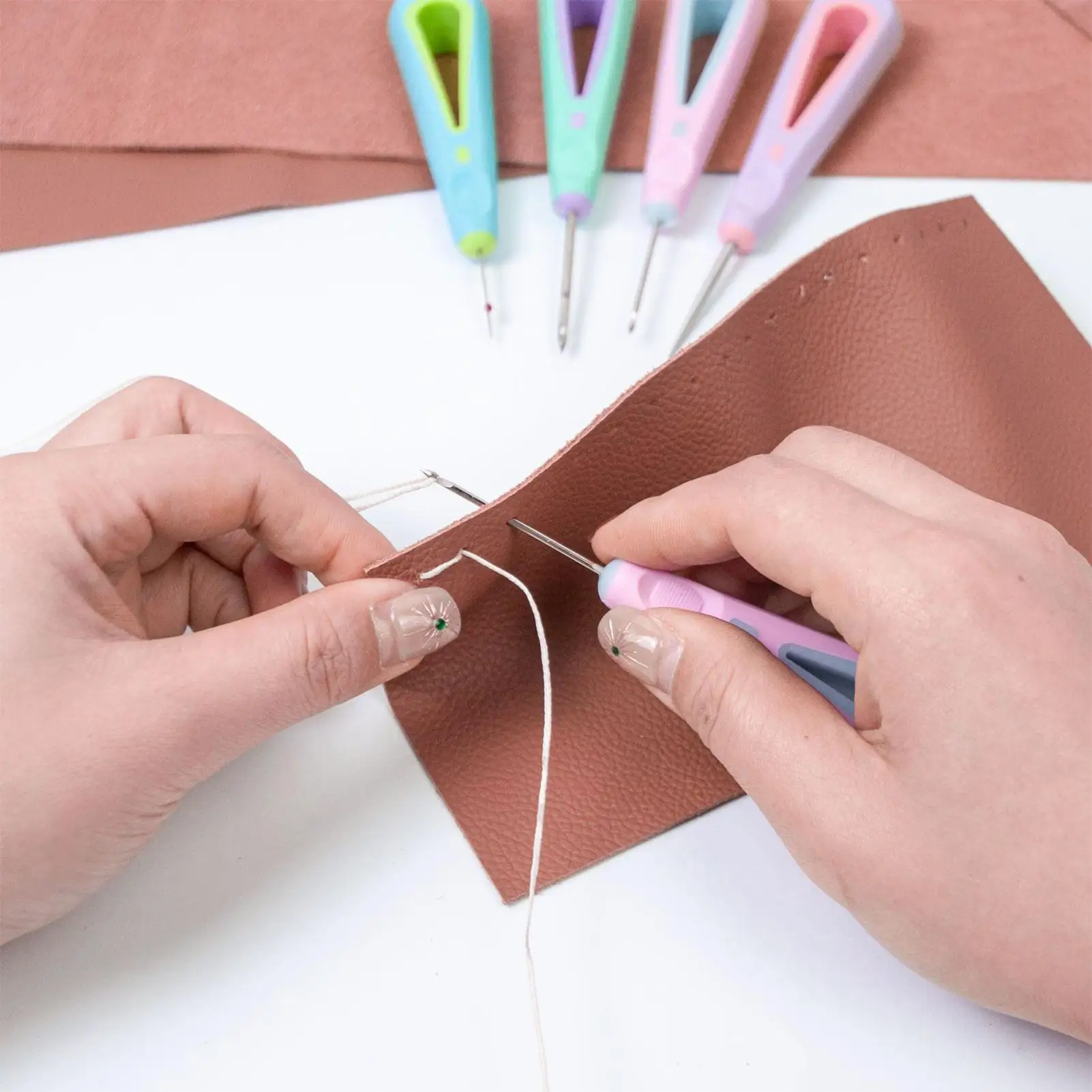 الجلود خياطة Awl 4 قطع الخياطة الممزق أداة خدش Awl عدة لخيوط الحرف اليدوية التطريز اللحف الحياكة #2