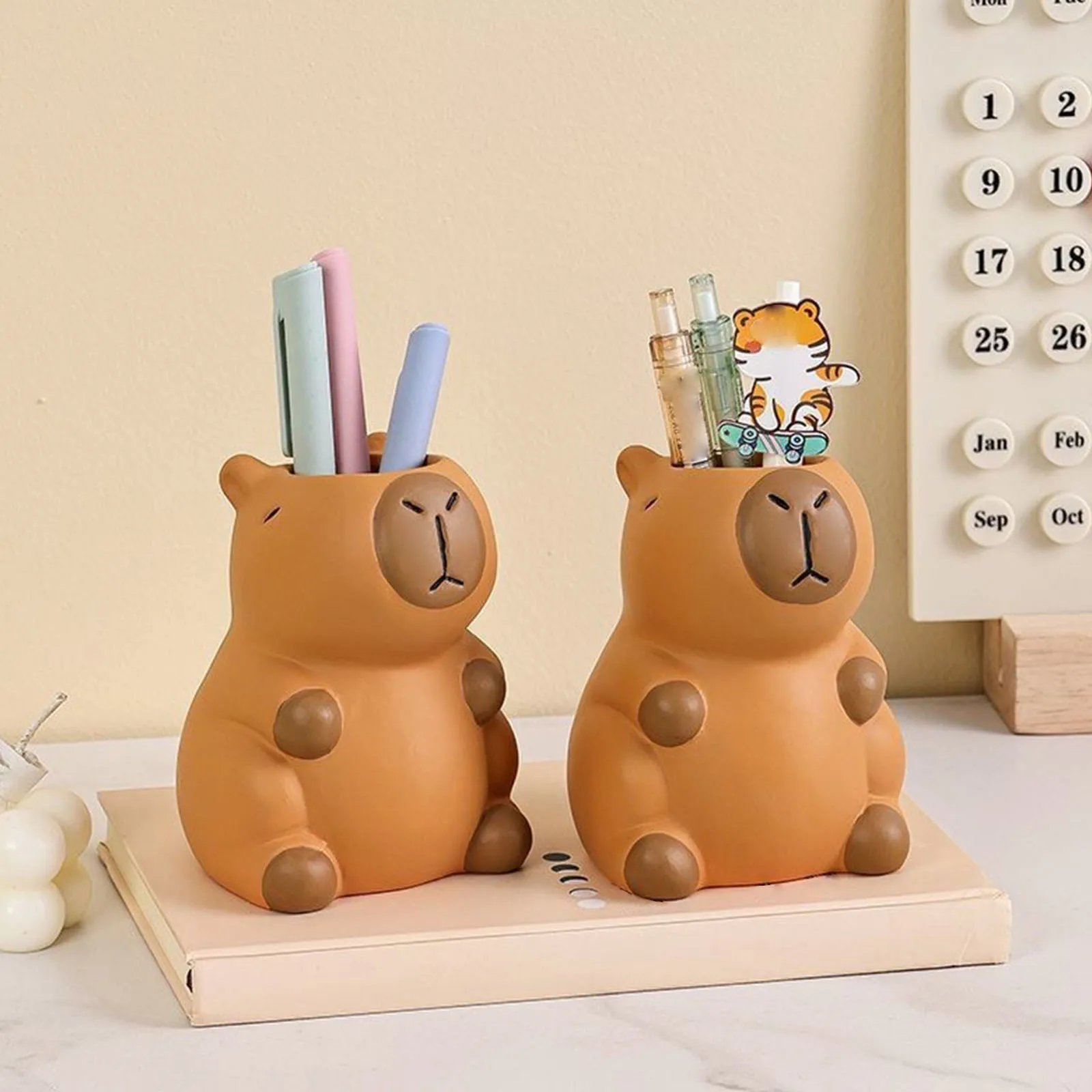 Pencil Holder Capybara Cute Animal Design Desk Organizer Stationery Pen Holder for Women Girls Office Home Art Supply
