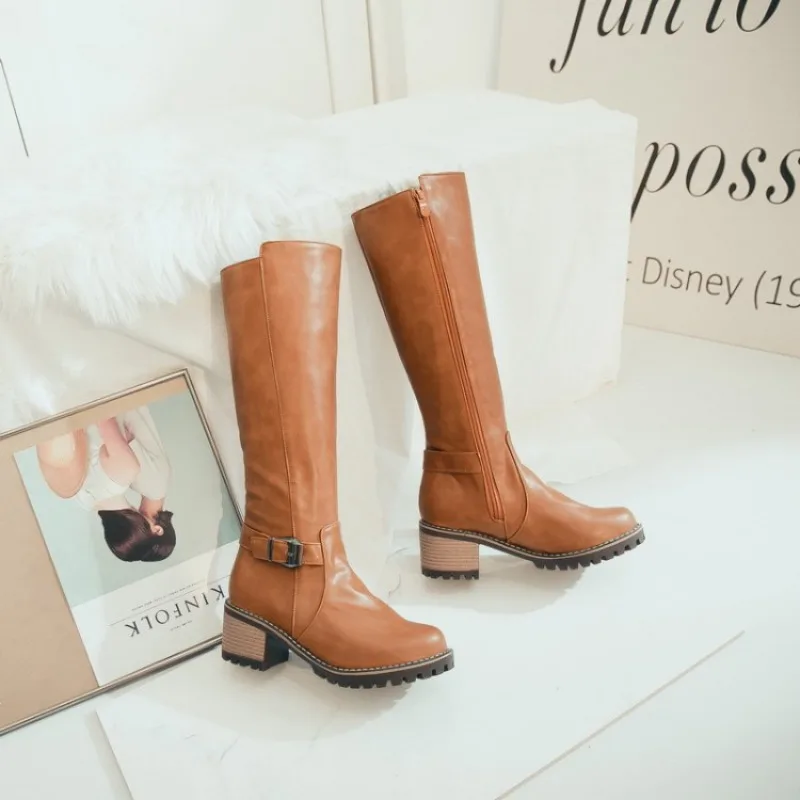 Shoes Women Boots Fashion Comfortable Waterproof Brown Long Boots for Women Plus Size Thigh High Boots Botas De Mujer 2026