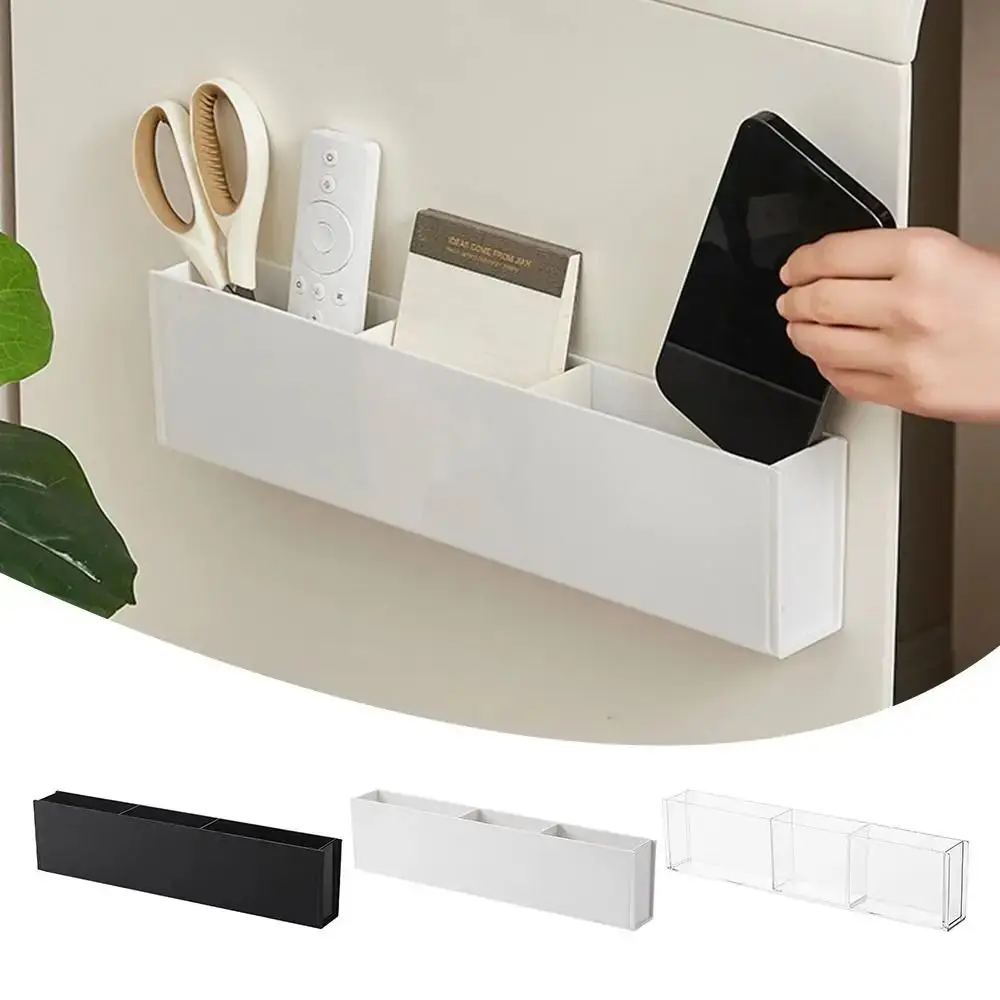 

Wall Mounted Cabinet Storage Box No Drill Rectangular Makeup Brush Holder 3 Grids Design Detachable Partition