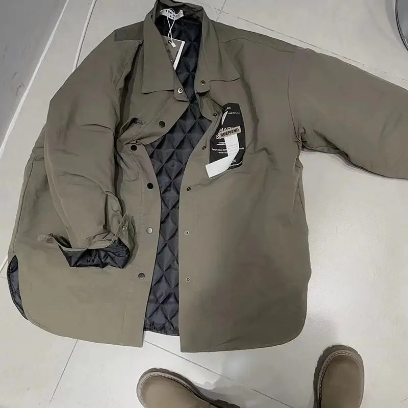 

Осенне-зимняя хлопковая куртка для женщин, свободная внутренняя одежда в корейском стиле, утолщенная теплая хлопковая рубашка с длинными рукавами