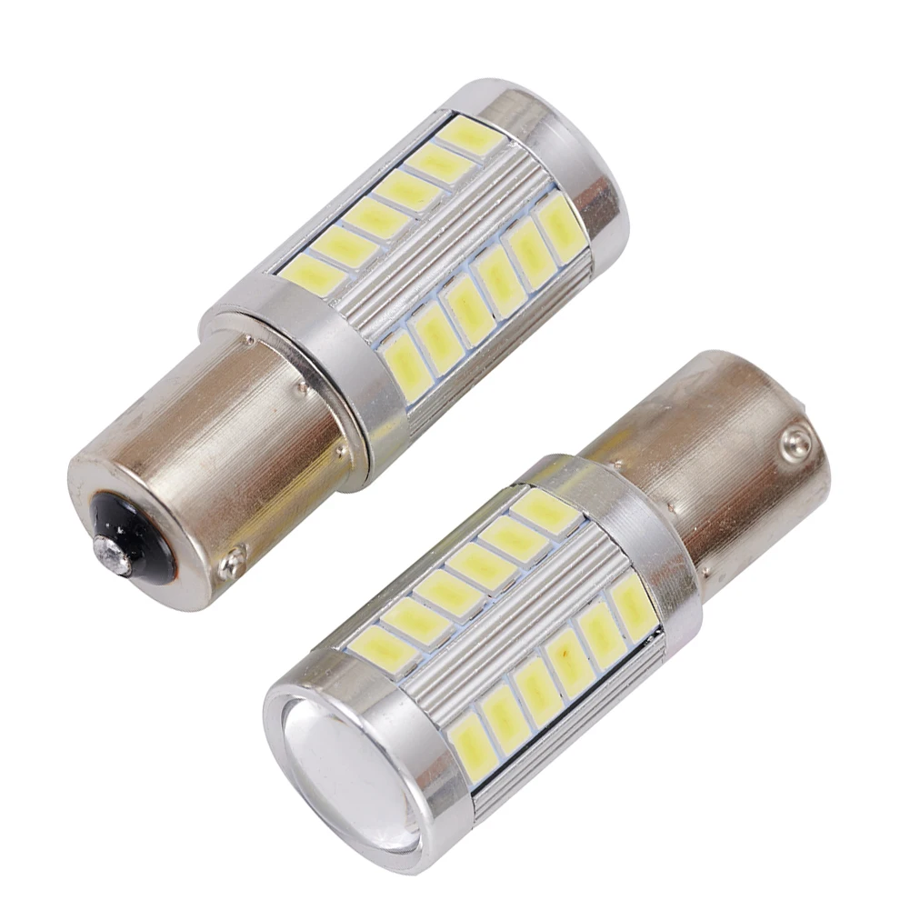 Ampoule de feu de recul LED pour voiture, feu arrière DRL, blanc, BA15S, P21W, 1156, 33-SMD, 5630, 12V, 6500K