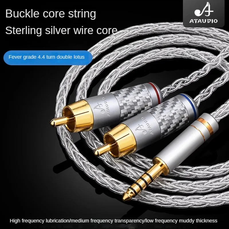 

HIFI pure Silver 4.4mm to 2RCA Aux Audio Cable Headphone Amp Connecting cable With 24K Gold Plated Plug