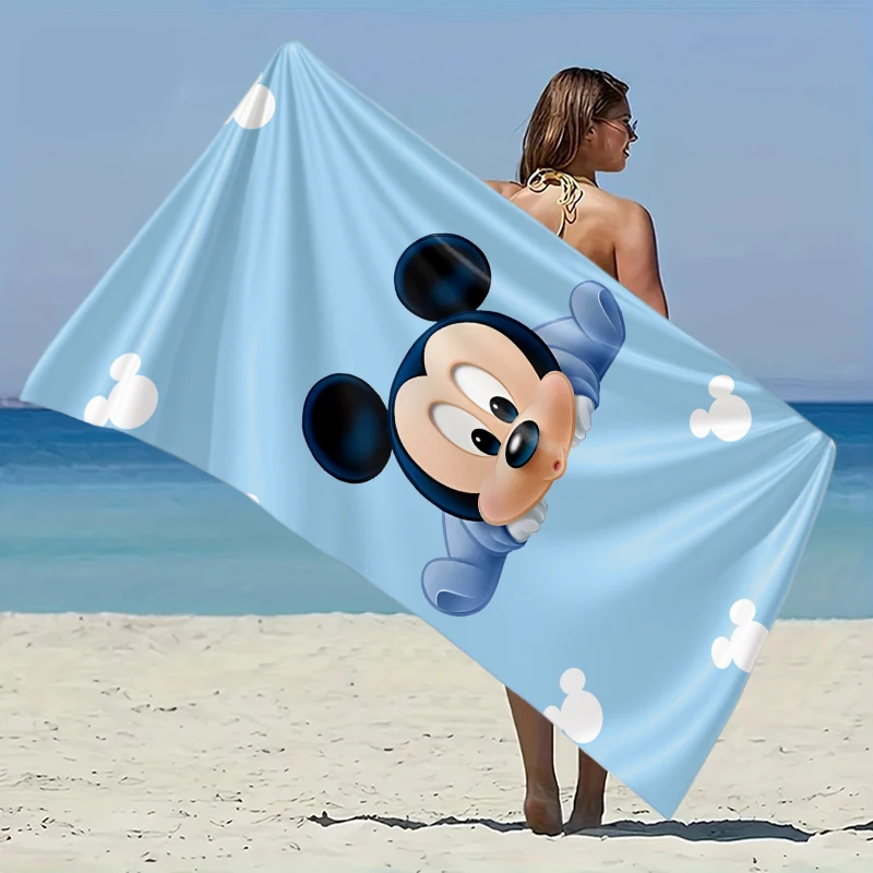 

Mickey Mouse Blue Beach Towel Ultra-Fine Fiber Lightweight & Quick-Dry for Hawaii Beach Party Easter Travel Swimming Fabric