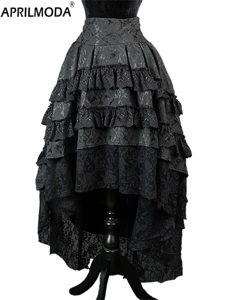 2025 Ruffle Lace Medieval Cosplay Steampunk Skirt Pirate Gothic Lolita Irregular Skirts Little Devil Halloween Carnival Costumes