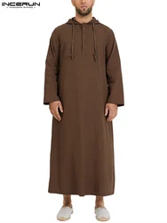 INCERUN-Vêtements islamiques pour hommes, Robe de style musulman, Sweats à capuche, Robe arabe saoudienne, Kaftan à manches longues, Jubba Thobe, Zones b 2023, Nouveau