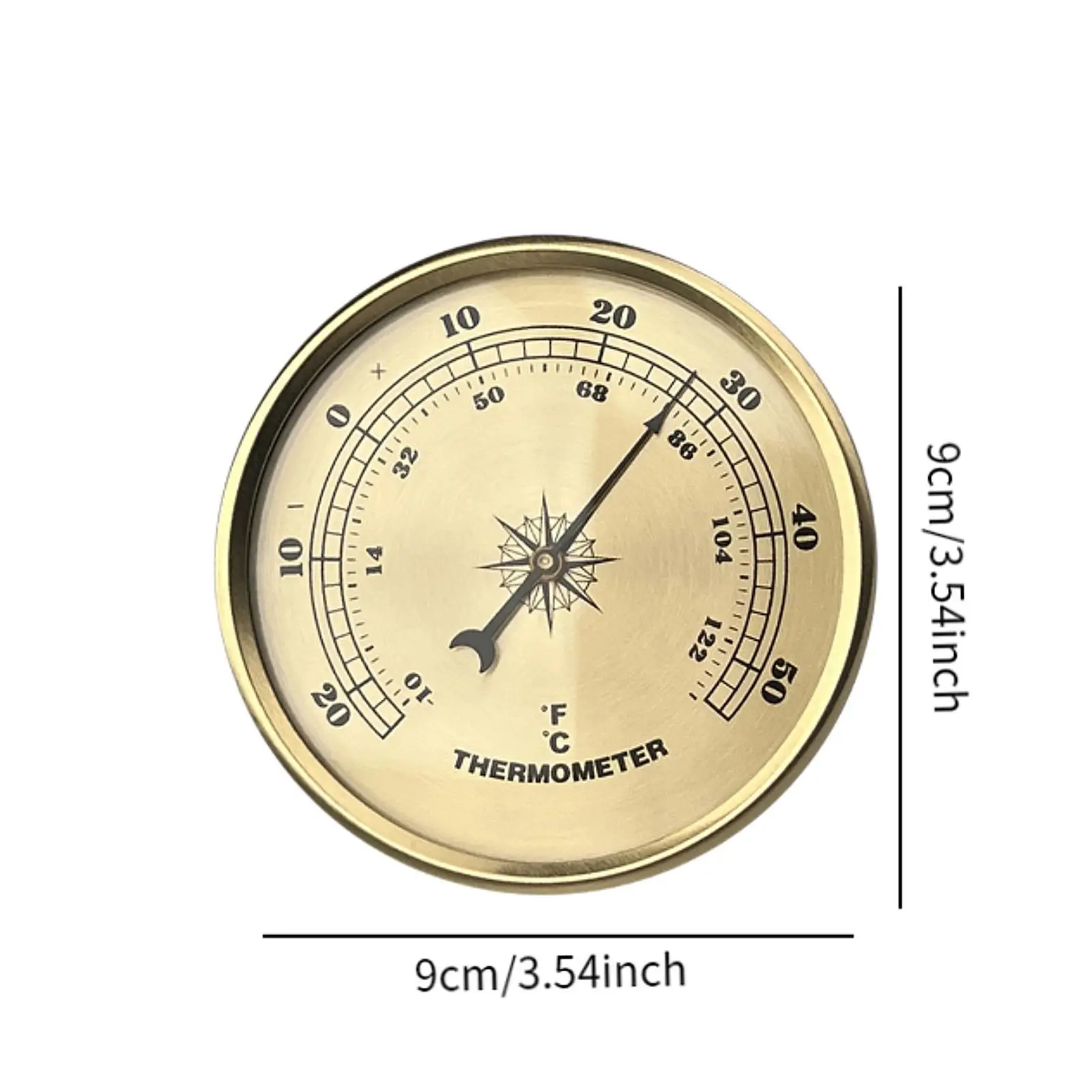 Temperature Meter Gauge Home Thermometer Round Dial Analog Weather Wall Thermometer for Patio Indoor Outdoor Garden