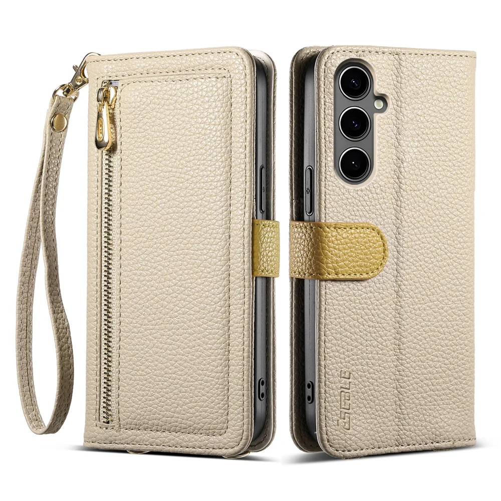 

Crossbody Zipper Lichee Flip Leather Case for Samsung Galaxy A14 A15 A16 A24 4G A25 A26 A34 A35 A36 A54 A55 A56 5G Wallet Cover