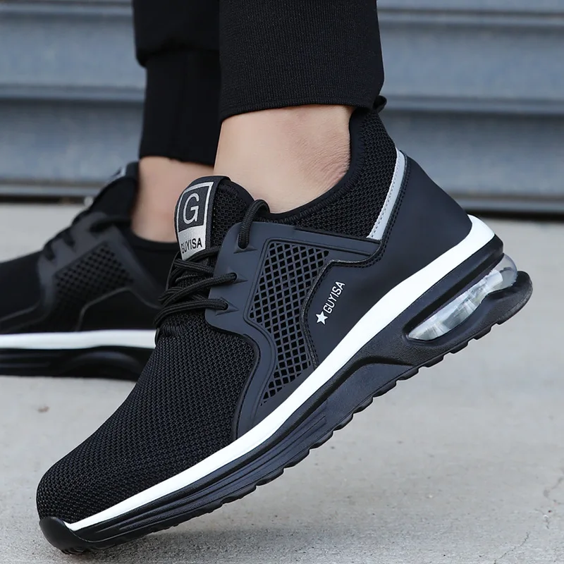 Breathable Men Work Safety Shoes Steel Toe Cap Air Cushion Working Boots Construction Indestructible Work Sneakers Men Shoes