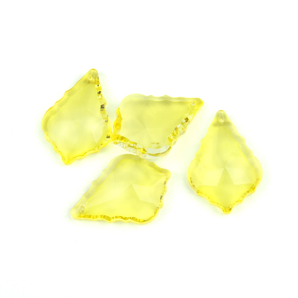 

38mm/50mm/76mm Yellow Suncatcher Crystal Faceted Maple Leaf Chandelier Pendant Prism Hanging Ornament Fengshui Lamp Parts