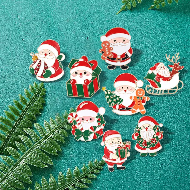 Hot selling Christmas series brooch, fashionable personality, cute Santa Claus cartoon badge decoration