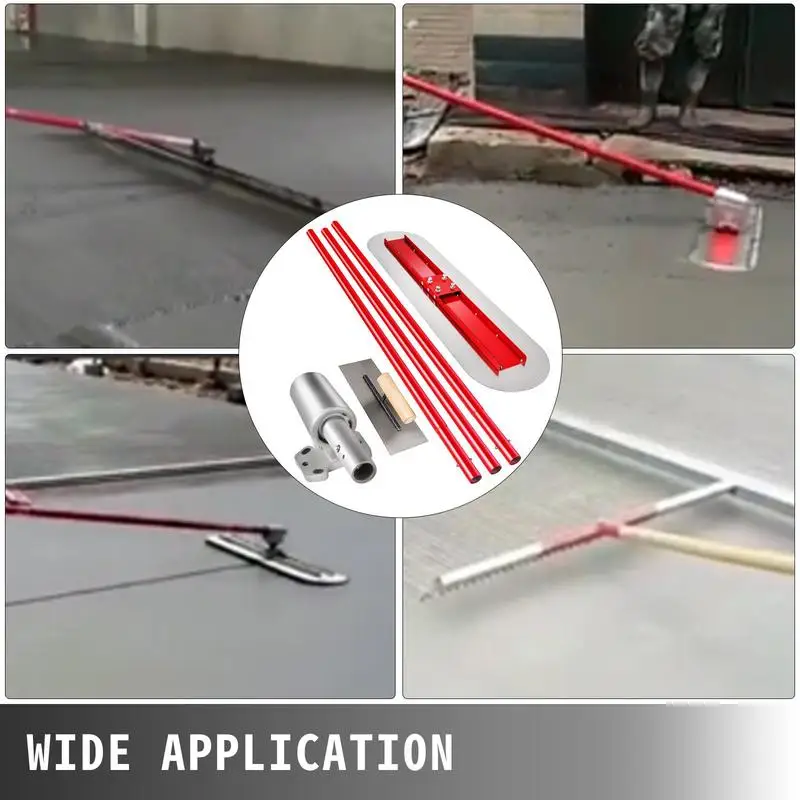 Bull Float Concrete Float 1200x300 mm, Complete Concrete Tool Trowel Set, Handle Length 3 x 1.8 m, Smoothing Trowel, Steel, Adjustable Bottom, Construction Aid view 7