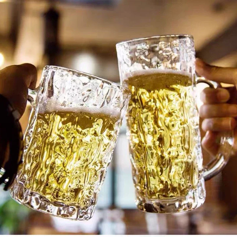 High-capacity Glass Beer Cup Milk Coffee Juice Water Cup Barware Drinkware for Home Party Bar Karaoke Transparent Durable Cup