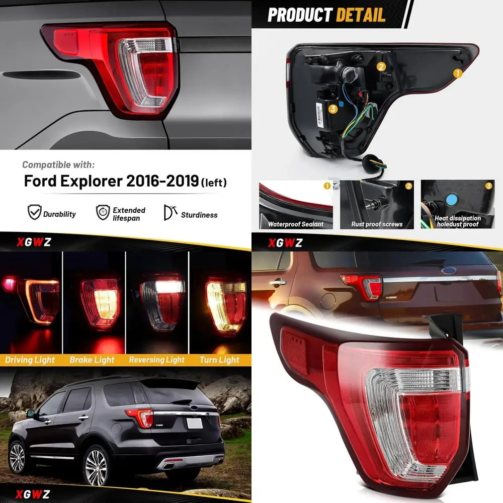 

2016-2019 Ford Explorer Rear Brake Light Assembly, Left Side, with Harness & Bulbs, Replaces FB5Z13405A, FB5Z13404A