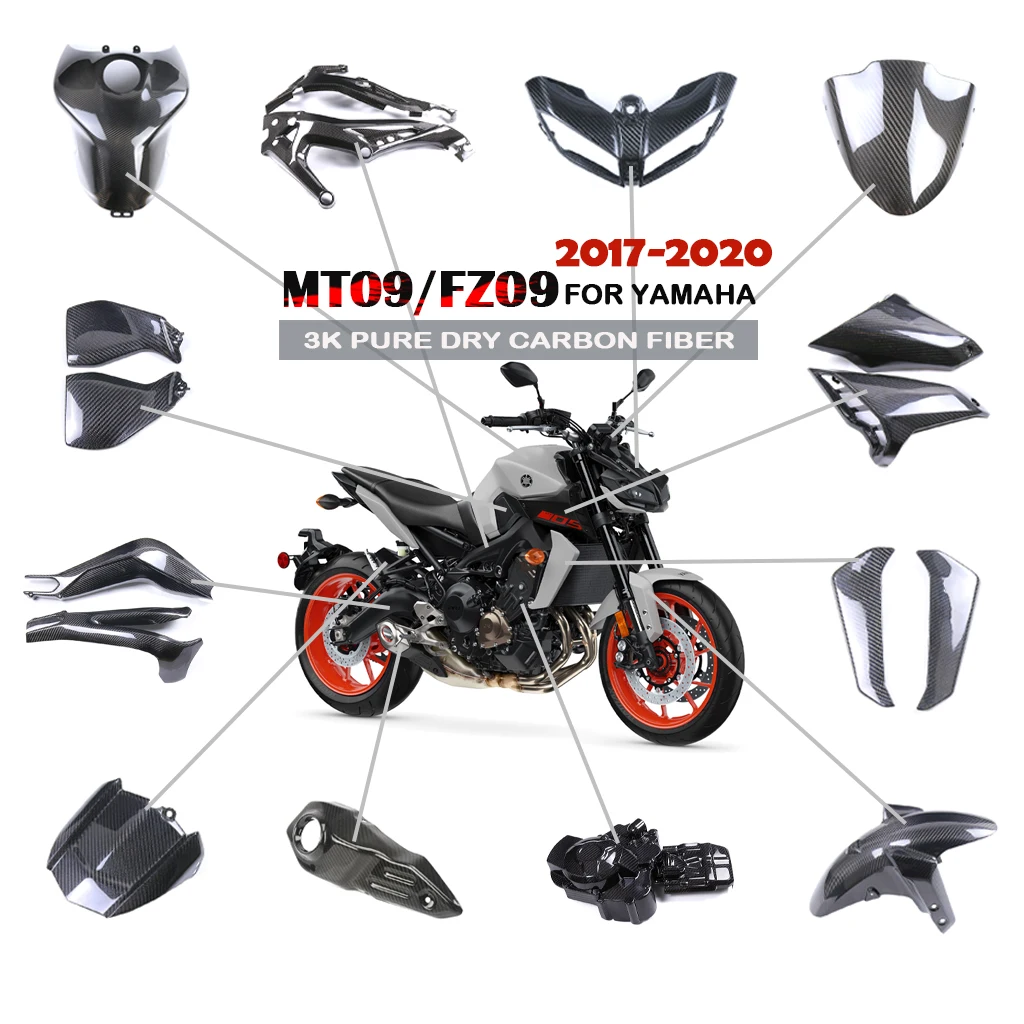 

Motorcycle Accessories Fender Side Panel Fairing Kit Fuel Tank Guard Dry Carbon Fiber For YAMAHA MT09 FZ09 2017 2018 2019 2020