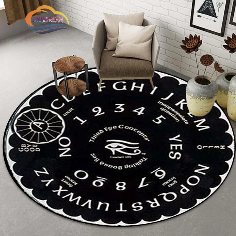 Pentacle Symbol blackRug, Sun Moon Round Carpet, Goat Head Satan Rug,  Ouija board with hands occultism rug Witchcraft Goth Rug