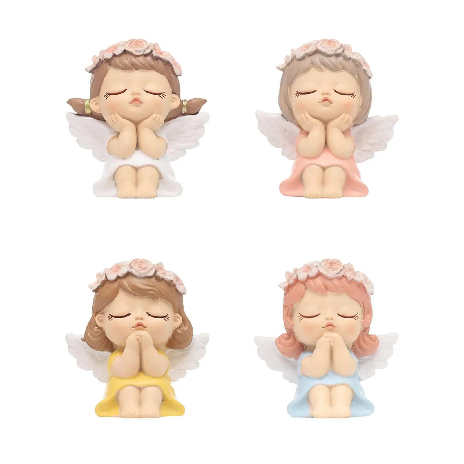 Resin Angel Girls Figurine Car Dashboard Ornament Car Interior Decoration Cake Decoration for Book Shelf Office Bedroom Accents