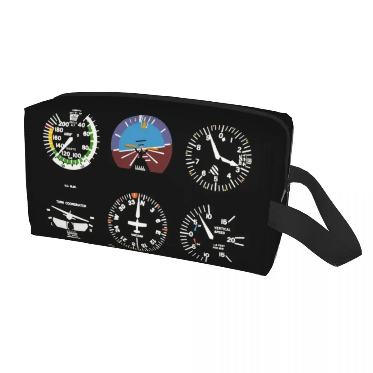 

Custom Cockpit Six Dials Flight Simulator Pilot Cosmetic Bag for Airplane Aircraft Makeup Toiletry Beauty Storage Dopp Kit
