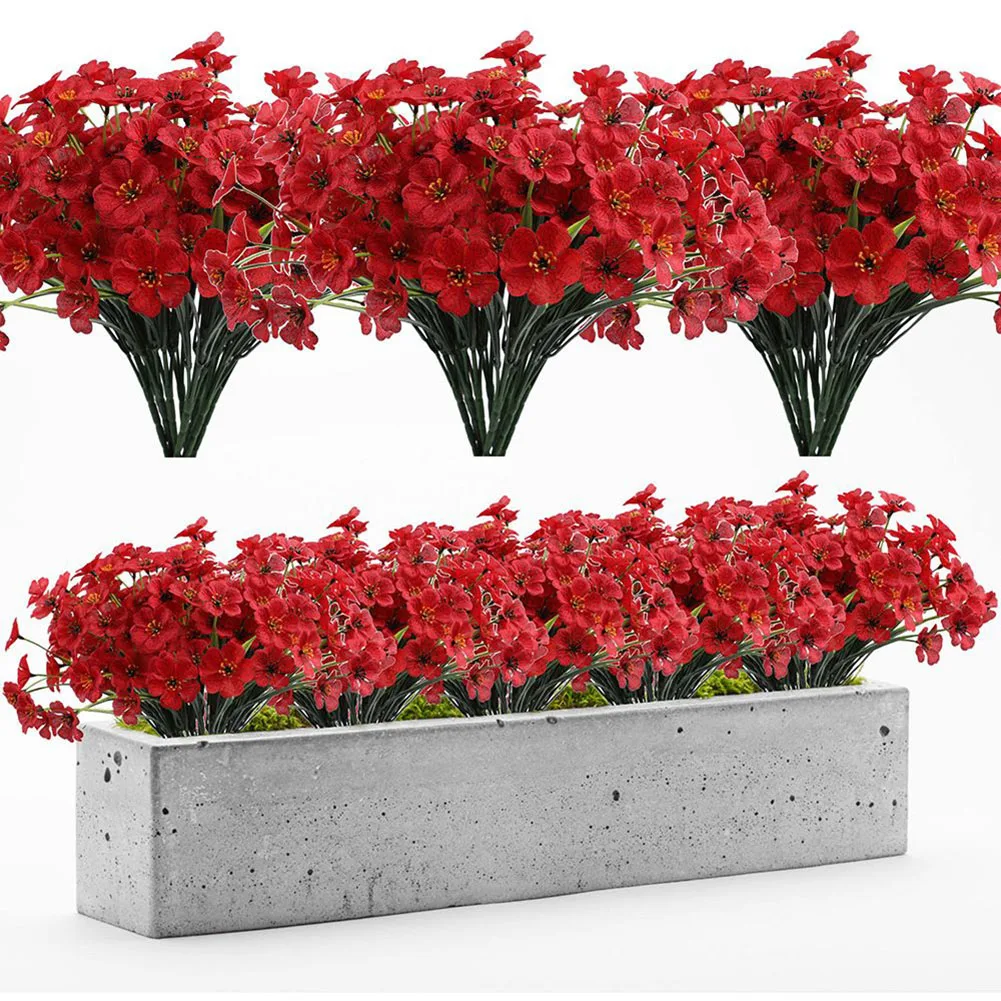 1 Bunch Of Outdoor Artificial Flowers UV Resistant Fake Flower With Plastic Plants Faux Silk Flower For Outside Front Porch