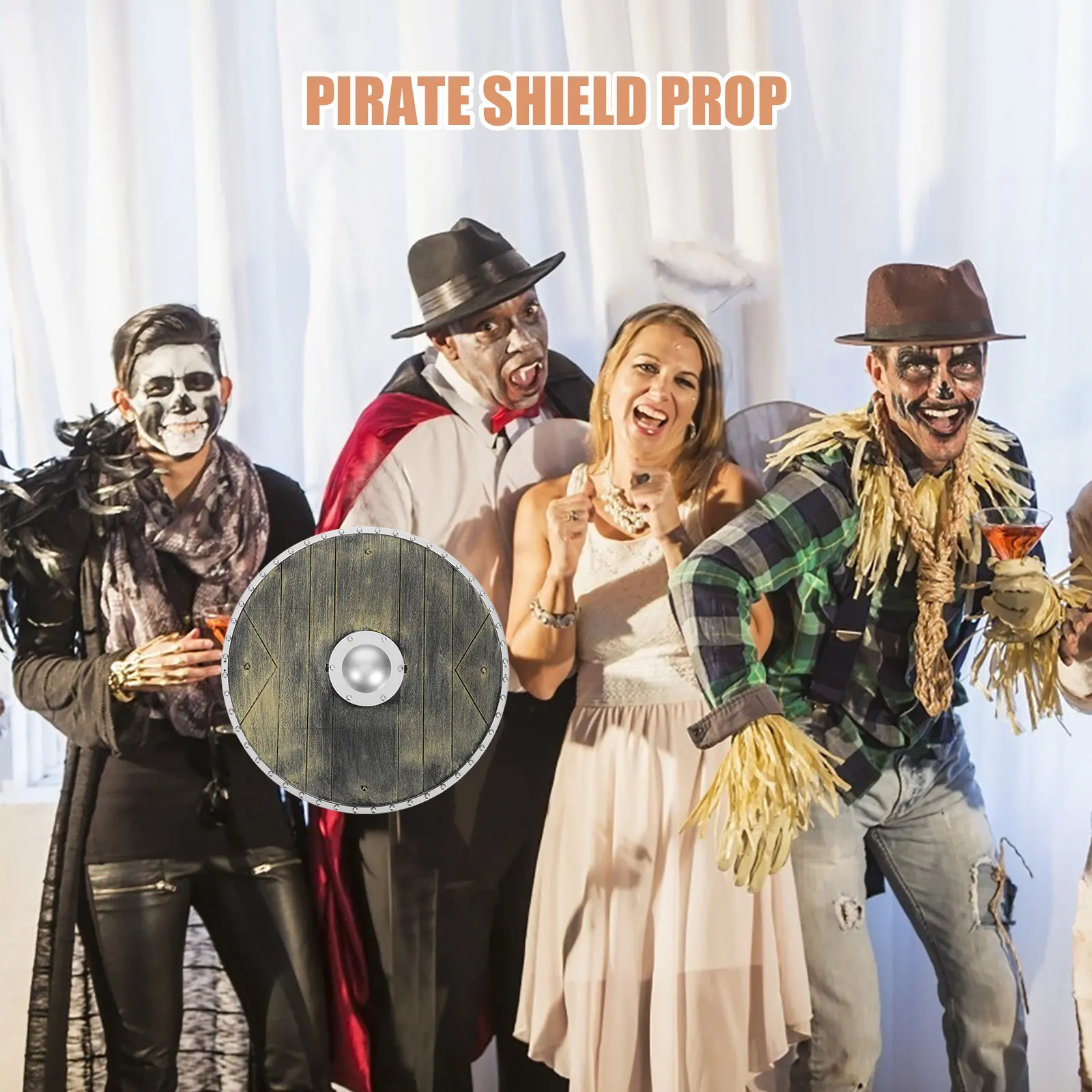 

Pirate Round Shield Sturdy Plastic Cosplay Prop Medieval Pretend Play Roman Soldier Viking Costume Stage Shield