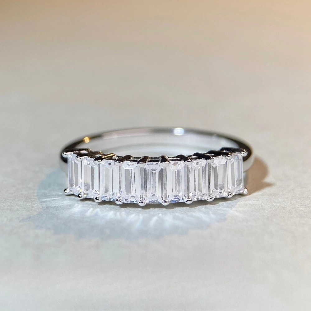 

S925 Sterling Silver Ring, Women's Zircon High Carbon Diamond, European and American Cross-border Square Bag Ring