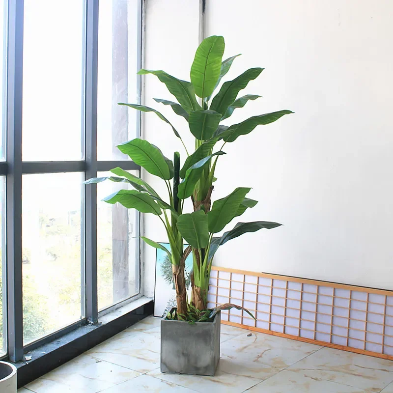 High-end simulated green plants, fake flowers, plantains, banana trees, hotel and homestay window, large guest restaurant floor-