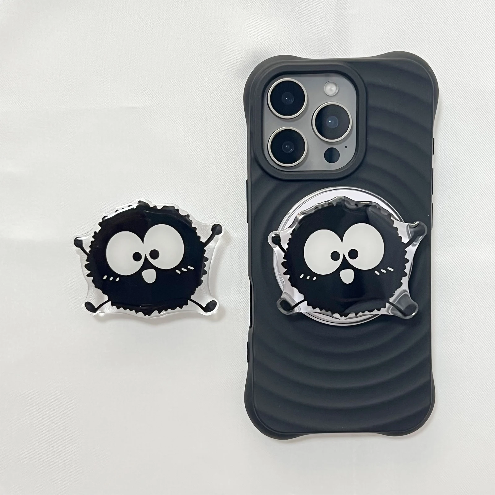 Niedlicher schwarzer Haarball-Handyhalter für Haustiere, Griptok-Halterung für iPhone-Hüllen, Grip Tok-Halterung, Geschenk für Mädchen