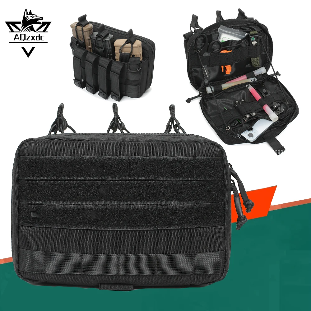 

Tactical Emergency Packet Storage Pouch Large Capacity Double-Layer Map Cover Medical Bag Magazine Bag Two in one for CS Hunting