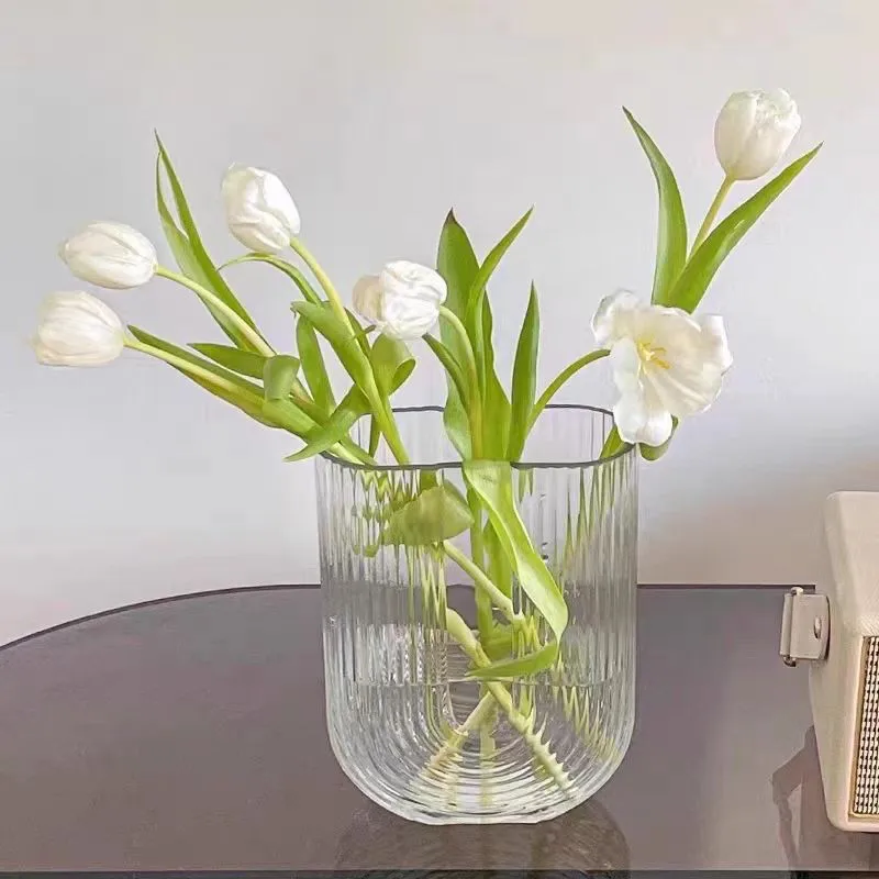 U Shape Transparent Glass Vase Simple Glass Plant Flower Vases Nordic Flower Vase Hydroponic Plant Vase Modern Living Room Decor