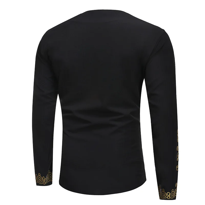 Fashion Long Sleeve V Neck African Dashiki Tshirt Men 2024 Brand Traditional Dashiki Maxi Man Shirt Hip Hop Tops Tees T Shirt