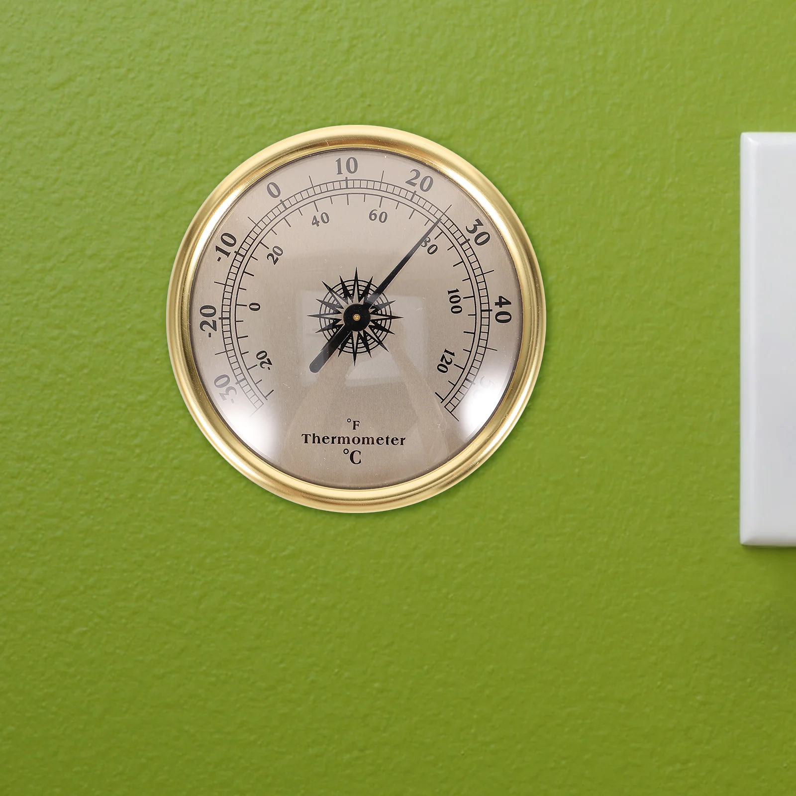 

Circular Metal Temperature Gauge Round Fahrenheit Thermometer Room Temp Monitor Wall Hygrometer