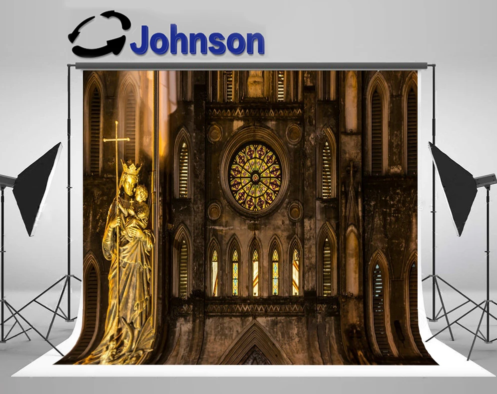 

JOHNSON Night Queen Of Peace Cathedral Hanoi Church Roman Catholic background Computer print party photo backdrop