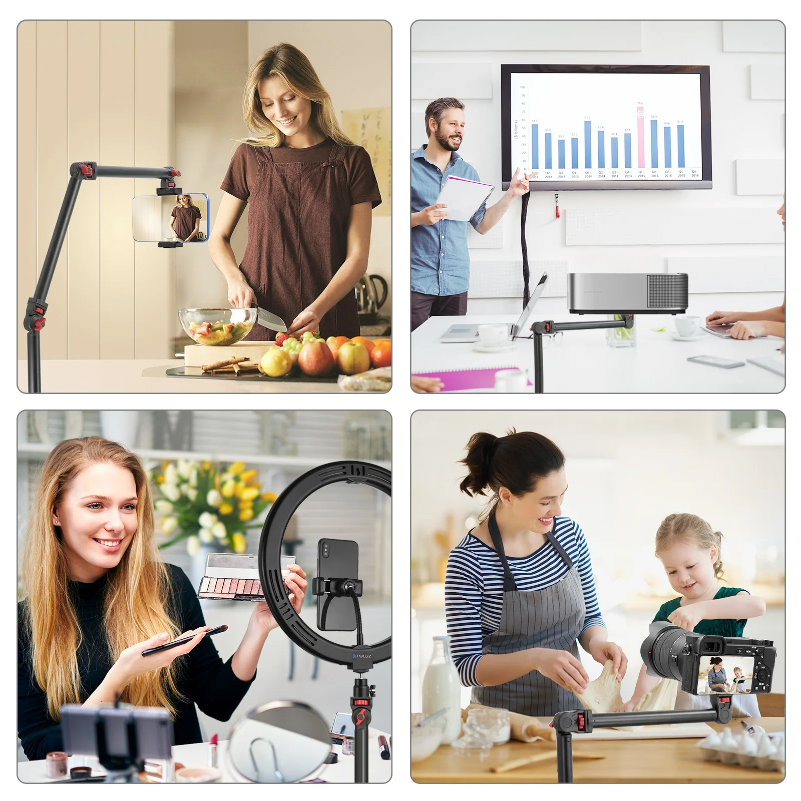 Hợp Kim Nhôm Magic Cánh Tay Monopod Cho Gopro Hero SJcam DJI Camera Selfie Kèm Gắn Giá Đỡ Cho Điện Thoại Di Động Sống đứng