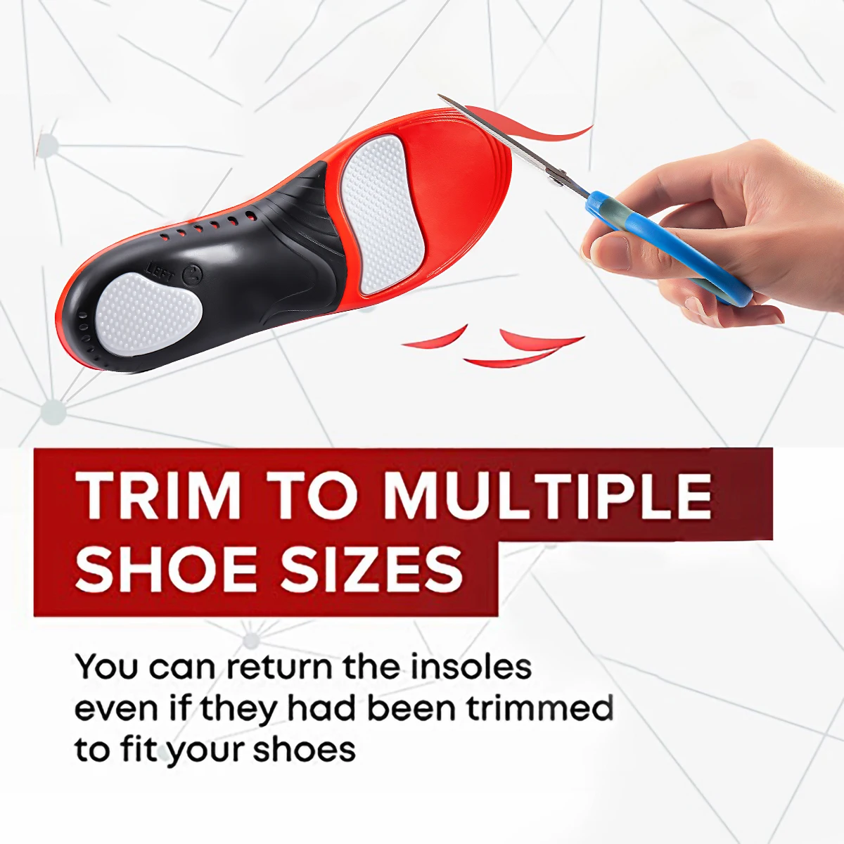 Premium 220+lbs Heavy Duty Arch Support Insoles for Feet PU Gel Shock Absorption Running Insole Wide Feet Work Boots Women Men