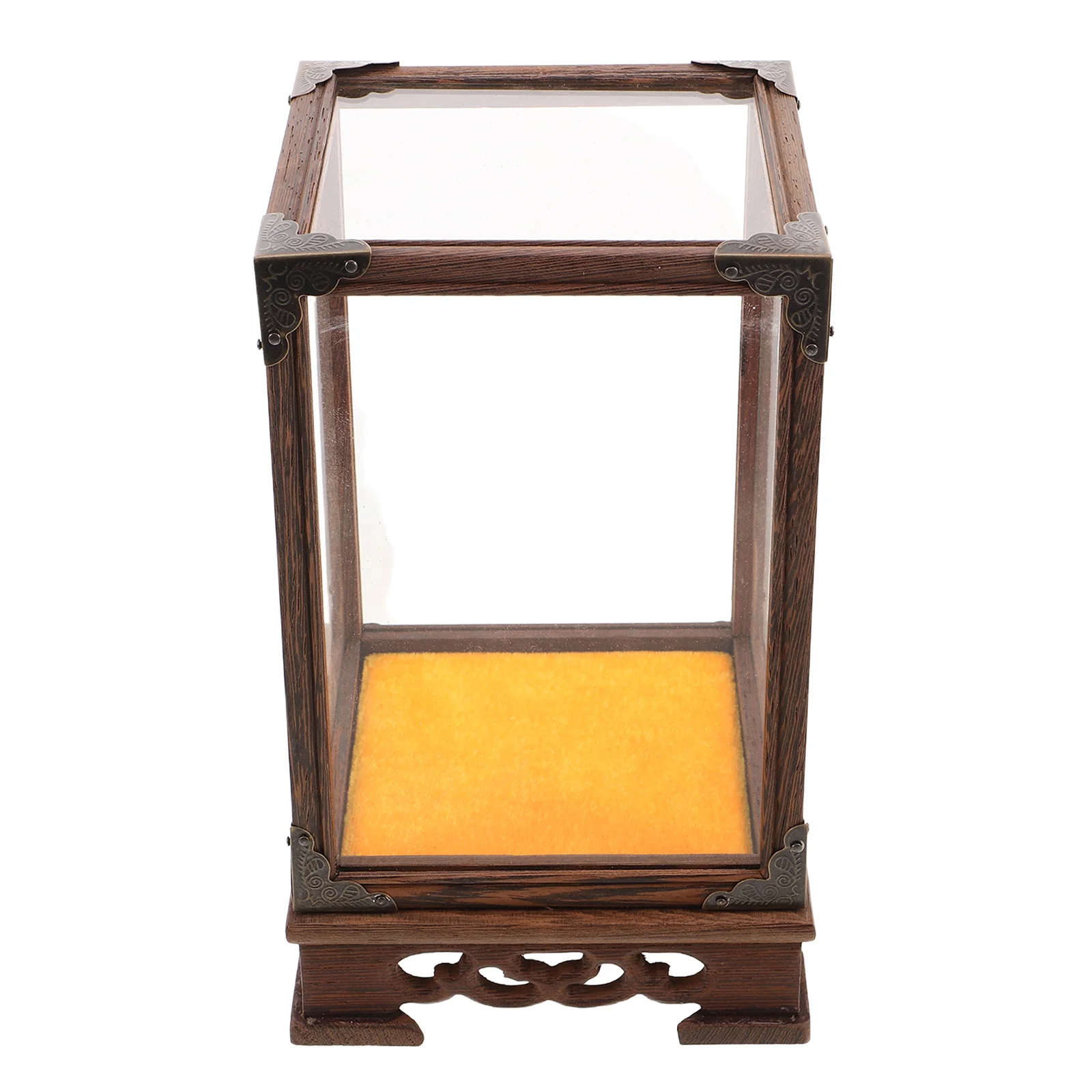 

Transparent Glass Display Box Wooden Frame Collectibles Organizer Case for Cultural Artifacts Home Decor Elegance Protection