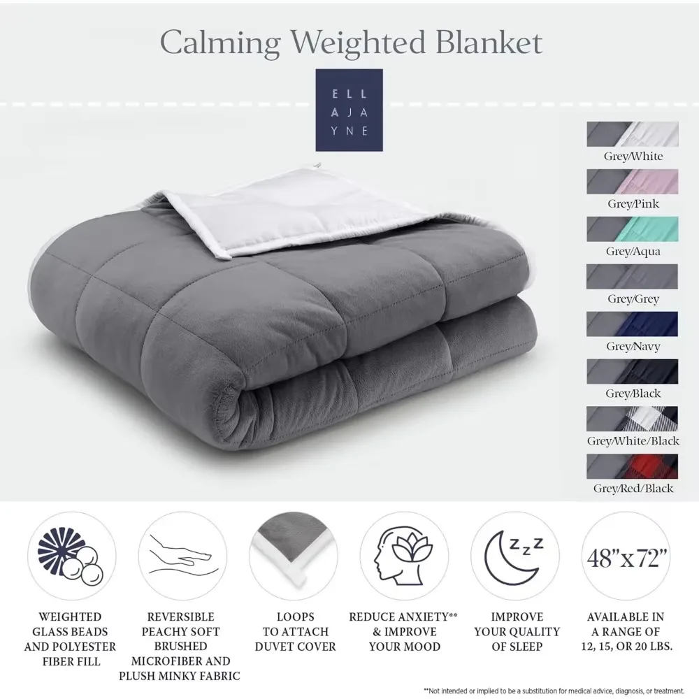 Deluxe Reversible Weighted Blanket, Adult Weighted Blanket, Weighted Blanket King Size, Weighteds Blanket Twin, White - 20 lbs