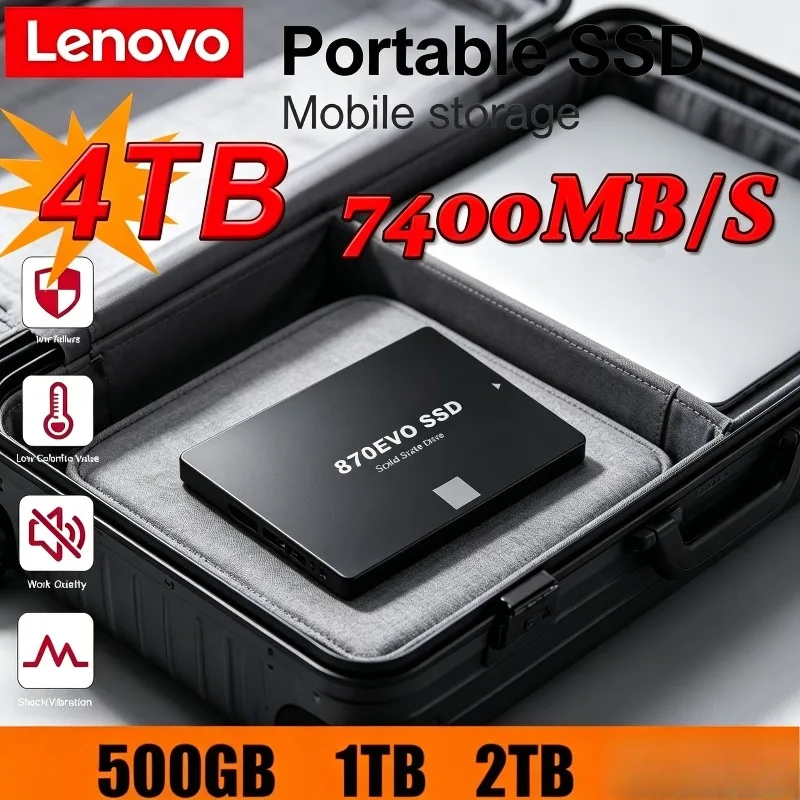 Disco de Estado Sólido Lenovo 870 EVO SSD de 2.5 Pulgadas, 1TB, 2TB, 4TB, Disco Duro Interno SATA3 para Computadora Portátil, Microcomputadora y Computadora de Escritorio