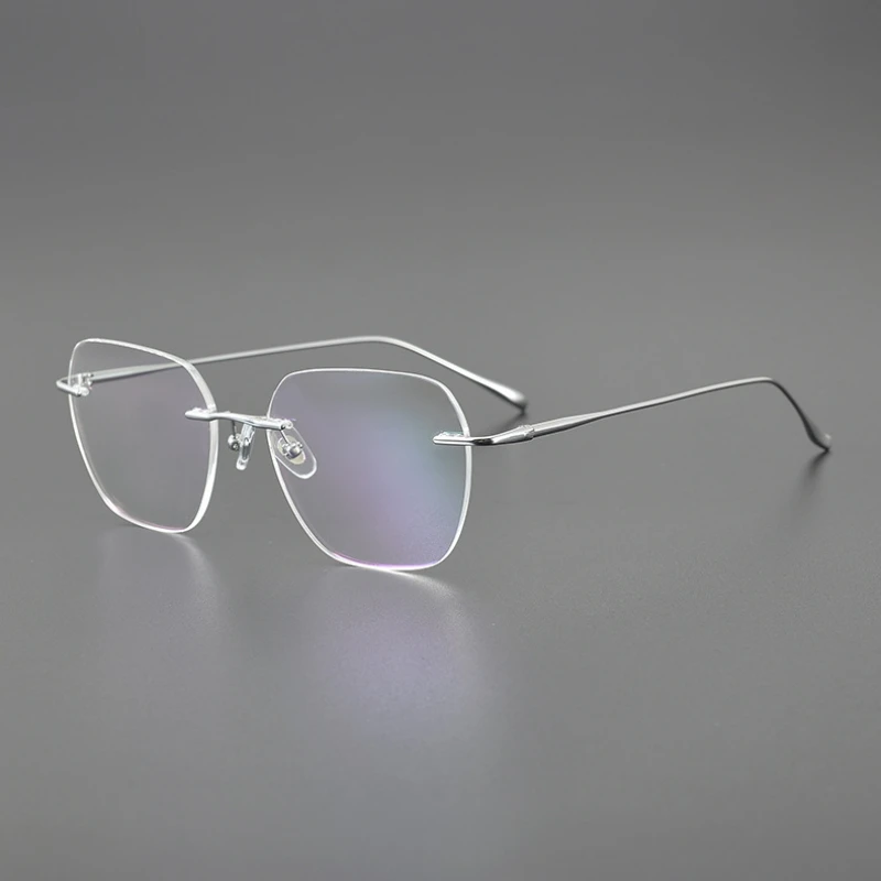 

Light luxury pure titanium frameless glasses, men's frameless large frame glasses with gold wire edges