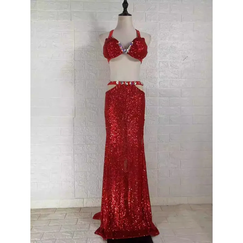 customized bellydance performance costume set belly dancewear samba carnival costumes indian clothes women skirt top bra