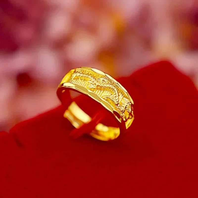 Pure 9999 24k real gold ring solid model full star gold ring to attract wealth and prosperity solid gold ring