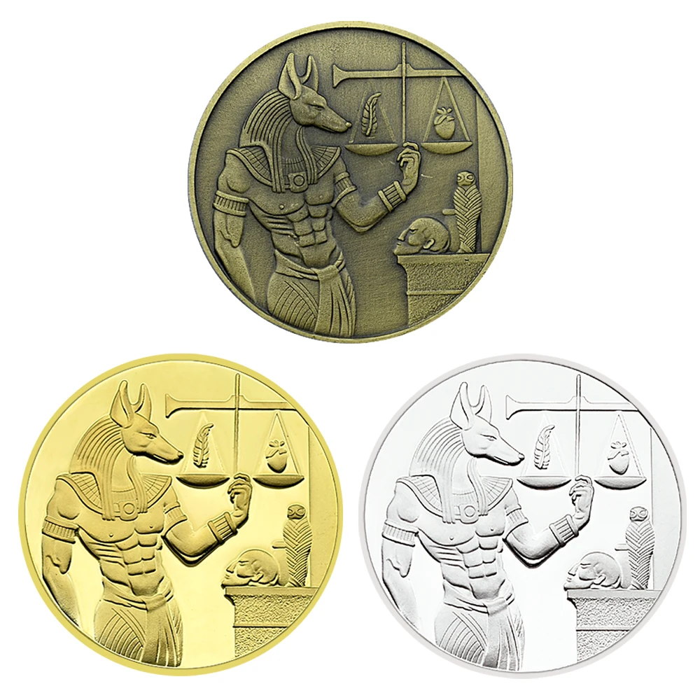 Anubis Bronze Gold Silver Coins Set Ancient Egyptian God of Death Challenge Coin Myths and Legends Death Protector Medal