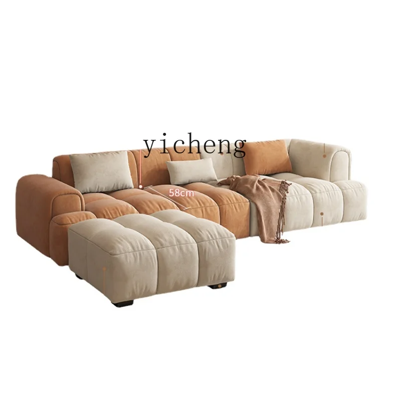 

Zf Original Sofa French Cream Style Living Room Modern Minimalist Three-Seat Royal Concubine Tofu Block Sofa